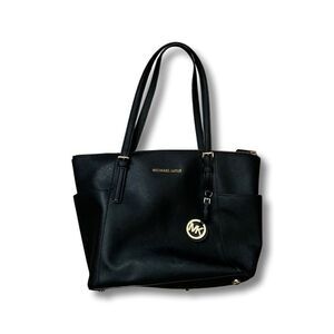 Medium Michael Kors Black Saffiano Leather Jet Set Tote